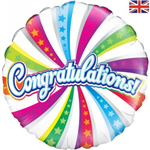 Balloon Foil 18 Congratulations Swirl Uninflated
