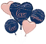 Balloon Foil Bouquet Navy Love 5Pk Uninflated