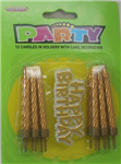 Candles With Cake Decoration Gold 12 Pack