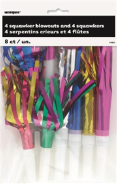 Blowouts Foil Squawkers Assorted 8 Pack