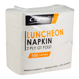 Capri Napkin Lunch 2 Ply GT Fold White 100/Packet
