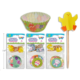 Easter Baking Cups With Picks 24/pk 