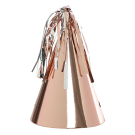 Five Star Party Hat With Tassel Topper Metallic Rose Gold 10/ Pack