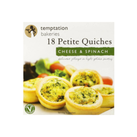 Temptation Bakeries Quiche Petite Cheese & Spinach 18/Pk