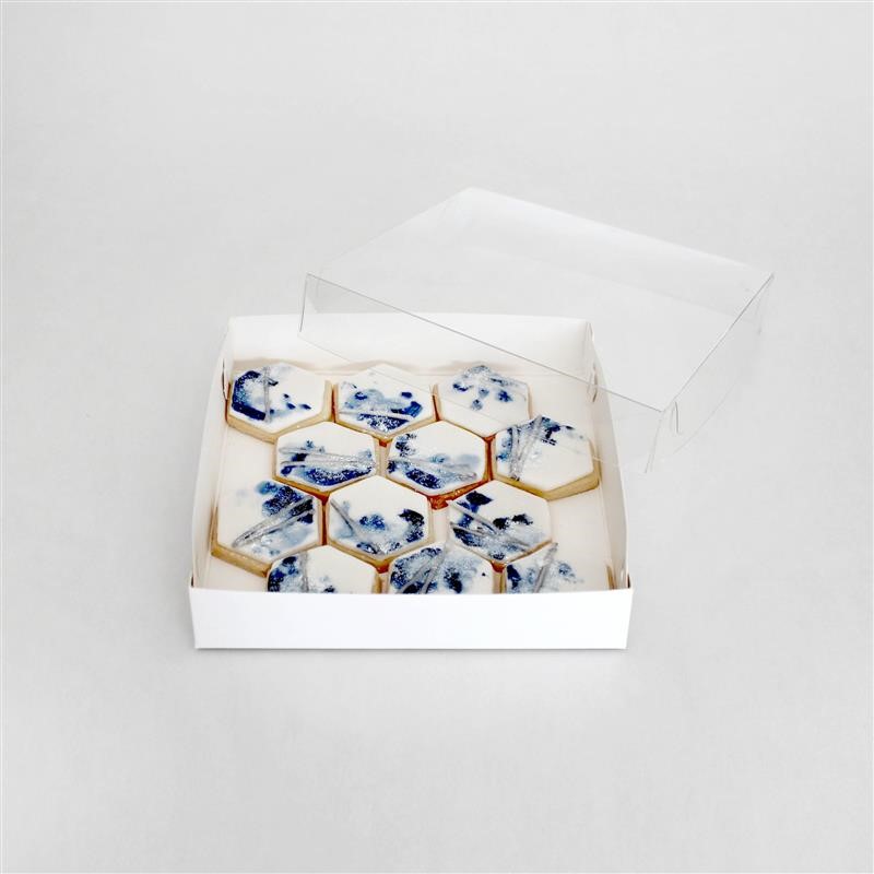 CLEAR LID BISCUIT BOX 6X6X1