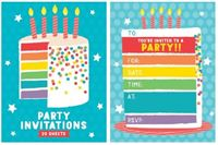 INVITATIONS RAINBOW CAKE 20PK E4609