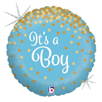 BALLOON FOIL 18 GLITTER ITS A BOY UNINFLATED