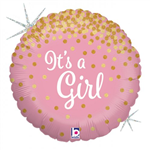 BALLOON FOIL 18 GLITTER ITS A GIRL UNINFLATED