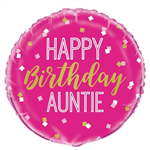 BALLOON FOIL 18 HAPPY BDAY AUNTIE UNINFLATED