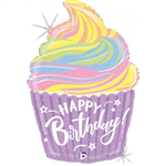 BALLOON FOIL 27 PASTEL BDAY CUPCAKE UNINFLATED