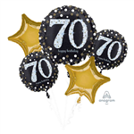 BALLOON FOIL BOUQUET SPARKLING 70TH 5PK UNINFLATED