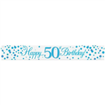 BANNER FOIL SPARK FIZZ BLUE HAPPY 50TH BDAY