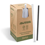BIOPAK PAPER STRAW IWRAPPED BLACK 250PK 