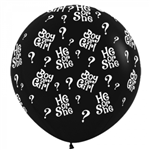 Balloon 90Cm Black He Or She   Uninflated