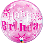 Balloon Bubble 22 Happy Birthday Pink Sparkle Uninflated