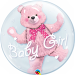 Balloon Bubble 24 Double Baby Girl Pink Bear Uninflated