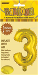 BALLOON FOIL 14 GOLD 3  SelfInflating