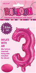 BALLOON FOIL 14 HOT PINK 3  SelfInflating