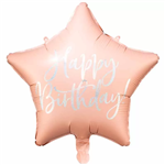 Balloon Foil 16 Star Cursive Happy Birthday Pastel Pink Uninflated 