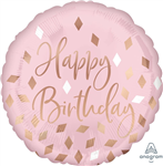 Balloon Foil 17 Blush Happy Birthday Uninflated