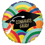 Balloon Foil 17 Congrats Grad Rainbows Uninflated