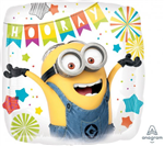 Balloon Foil 17 Minions Hooray Square Uninflated