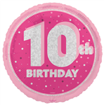 Balloon Foil 18 10th Glitz Pink