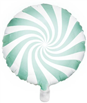Balloon Foil 18 Candy Round Swirl Pastel Mint Uninflated