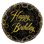 Balloon Foil 18 Glitz Gold Happy Birthday Uninflated