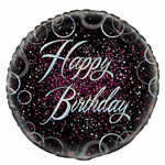 Balloon Foil 18 Glitz Pink Happy Birthday Uninflated