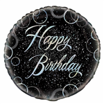 Balloon Foil 18 Glitz Silver Happy Birthday Uninflated