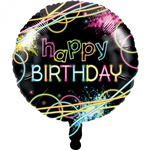 Balloon Foil 18 Happy Bday Glow Party Uninflated 318136