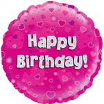Balloon Foil 18 Happy Birthday Pink Holographic Uninflated
