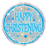 Balloon Foil 18 Happy Christening Blue Uninflated