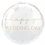 Balloon Foil 18 Happy Wedding Day Uninflated
