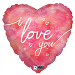 Balloon Foil 18 I Love You Watercolour Uninflated