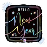 Balloon Foil 18 Opal Hello New Year Uninflated