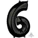 Balloon Foil 26 Black 6 Uninflated