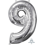 Balloon Foil 26 Silver 9 Uninflated