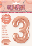 Balloon Foil 34 Rose Gold 3 Uninflated