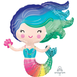 Balloon Foil 35 Mermaid Colourful Uninflated