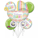Balloon Foil Bouquet Baby Brights 5Pk Uninflated