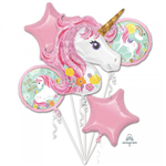 Balloon Foil Bouquet Magical Unicorn 5Pk Uninflated