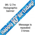 Banner Foil 10th Blue Happy Birthday Oakwood