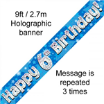 Banner Foil 6th Blue Happy Birthday Oakwood