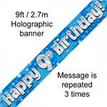 Banner Foil 9th Blue Happy Birthday Oakwood