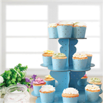 Blue With Gold Foiled Dots 3 Tier Cup Cake Stand