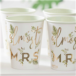 Botanical Hen Party Gold Almost Mrs Paper Cups