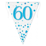 Bunting 60th Birthday Spark Fizz Blue 39m