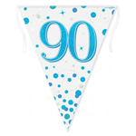 Bunting 90th Birthday Spark Fizz Blue 39m